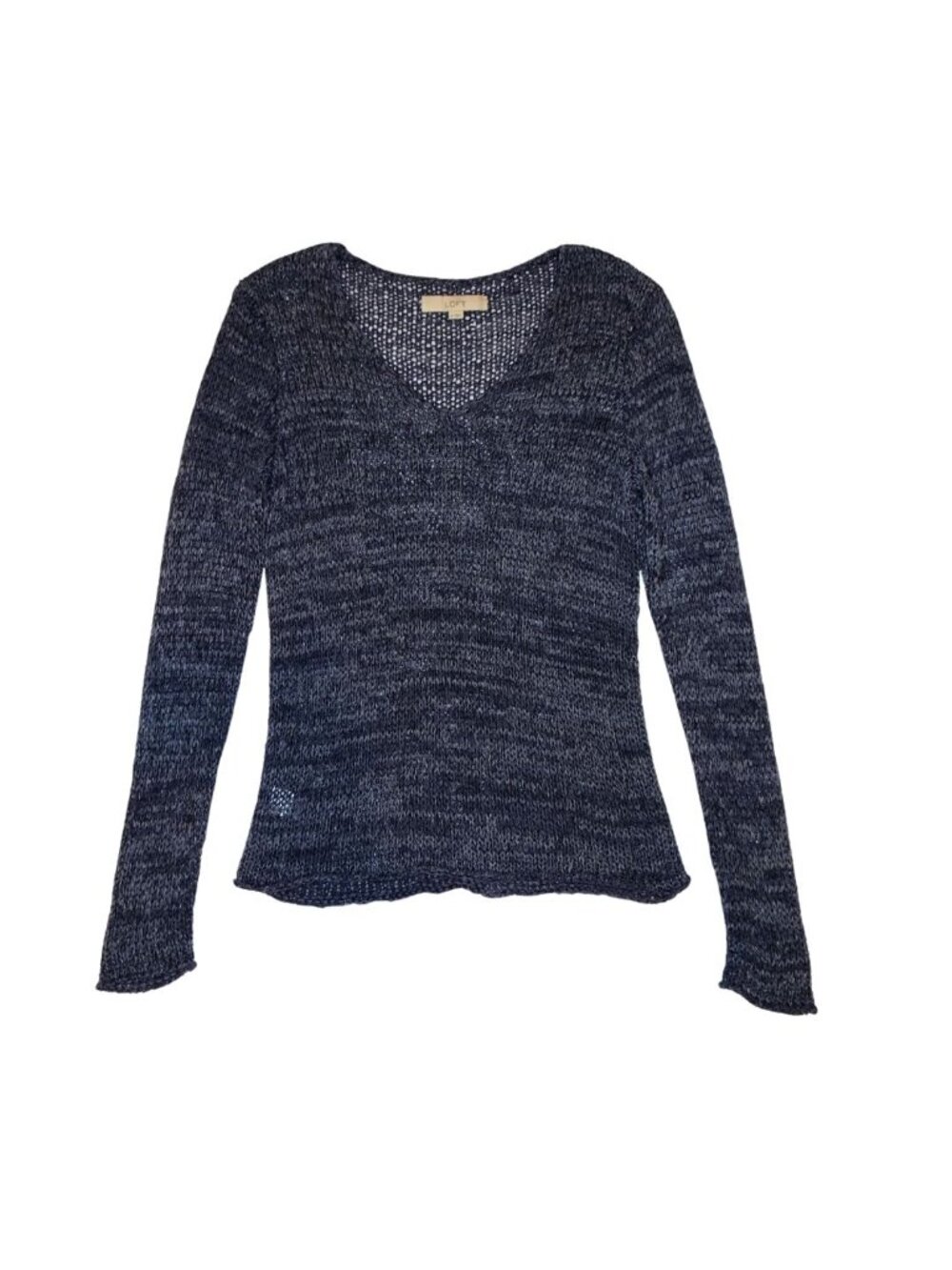 LOFT Navy Knit Long Sleeve Top